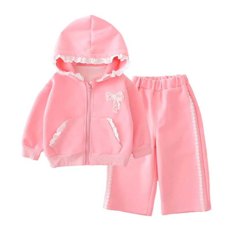 

New Suit Autumn Baby Girls Clothes Suit Children Sports Hooded Jacket Pants 2Pcs/Sets Fashion Kids Clothing Infant Tracksuits