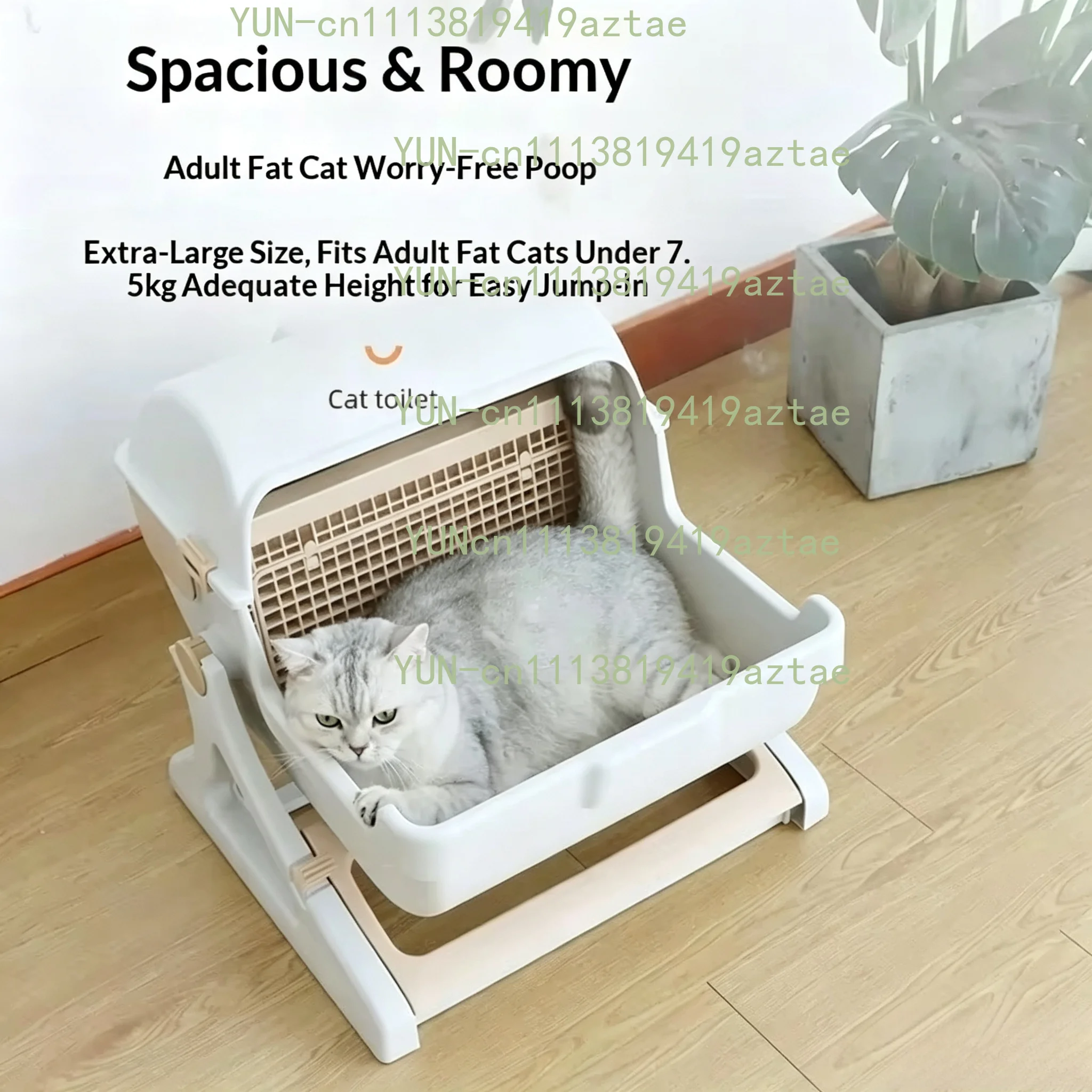Extra Large Semi-Automatic Cat Litter Box Semi-Enclosed Eco-Friendly Indoor Cat Toilet Pet Potty Tray for Comfort And Convenienc