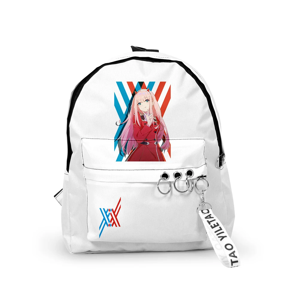 Hip Hop Youthful Darling In The Franxx School Bags Notebook Backpacks 3D Print Oxford Waterproof Key Chain Small Travel Bags