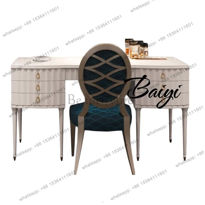 American light luxury dresser table simple small apartment ivory white mini solid wood desk home