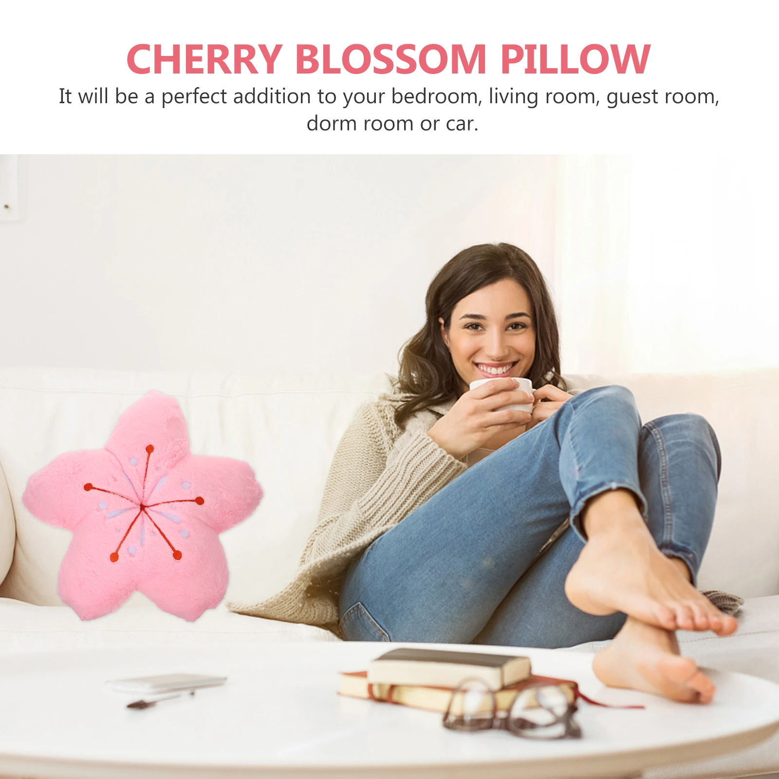 Travesseiro de flor de cerejeira 40cm, decoração rosa, superfície pp, algodão, pelúcia, formato de flor, almofada para casa, sofá-cama, adereços de fotografia
