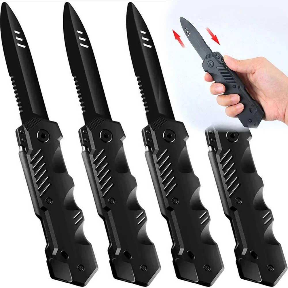 Fake Knife Retractable Prop Disappearing Dagger Plastic Blade False Trick Gadget Toy Halloween Fools Day Gift Party Accessories