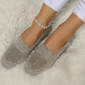 Square Toe Mesh Mesins für Frauen, flache Turnschuhe, weicher Hintergrund, gestrickte Schuhe, Freizeitschuhe, feste Farbe, 2024 8 Hauptverkaufssneaker Kinder nautisch - №2