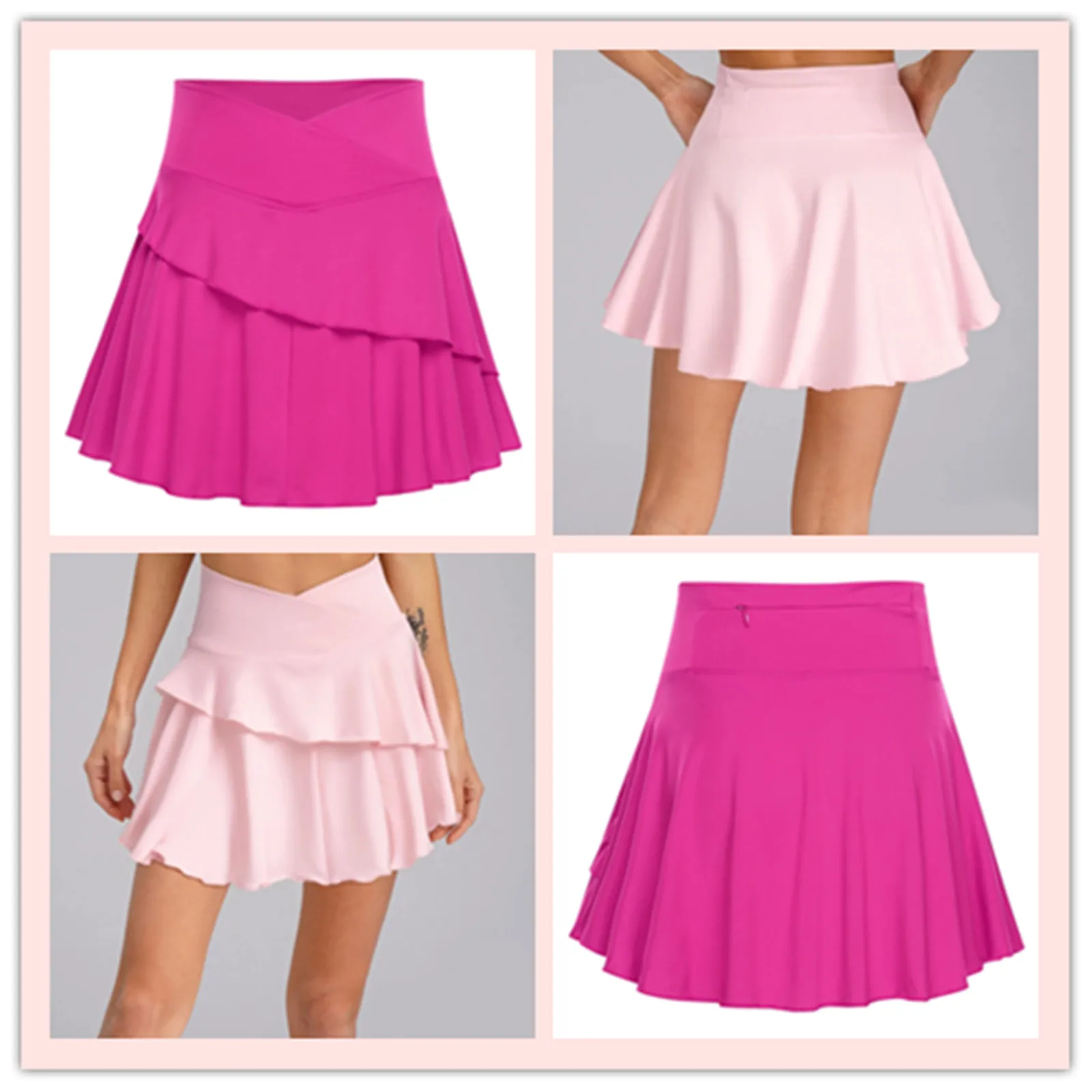 

Женская мини-юбка для тенниса и гольфа с v-образным вырезом спереди и перекрестным поясом, однотонные спортивные юбки для бега и тренировок со встроенными шортами