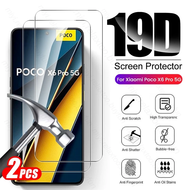 Pocox6Pro Glass 2PCS 9H Pellicola Salvaschermo Per Poco X6 Pro 5G Proteggi Il Vetro Su Poko Little F6Pro X6Pro X F 6 6Pro Pocof6Pro Pocox6