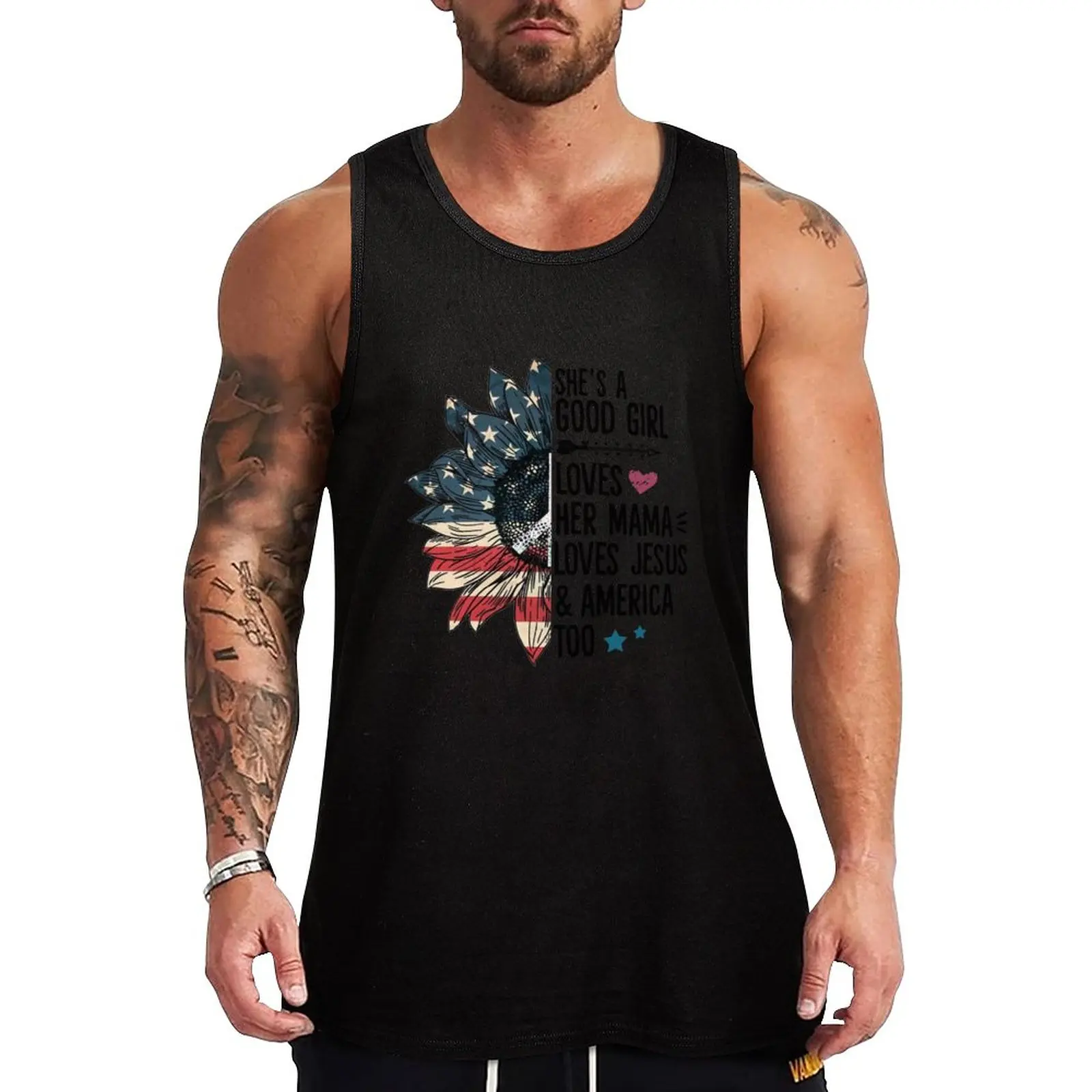 

New Flag america She is a good girld lovers her mama loves jesus and america too Tank Top bodybuilding men sports suits