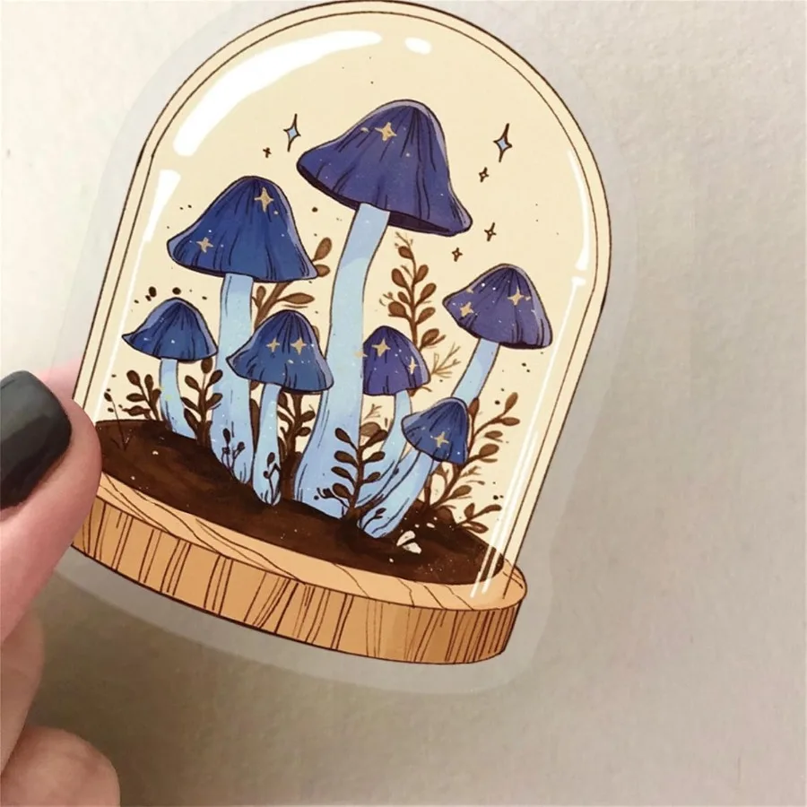 50 قطعة ملصقات الفطر خمر لأجهزة الكمبيوتر المحمول الجمالية نابض بالحياة واضح الفطر الشارات لزجاجات المياه المجلات هدايا الحفلات