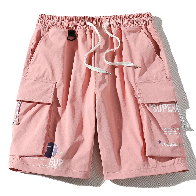 Verão japonês streetwear carga shorts multi-bolsos hip hop moda mais solta corredores esportes shorts calças casuais praia bermuda