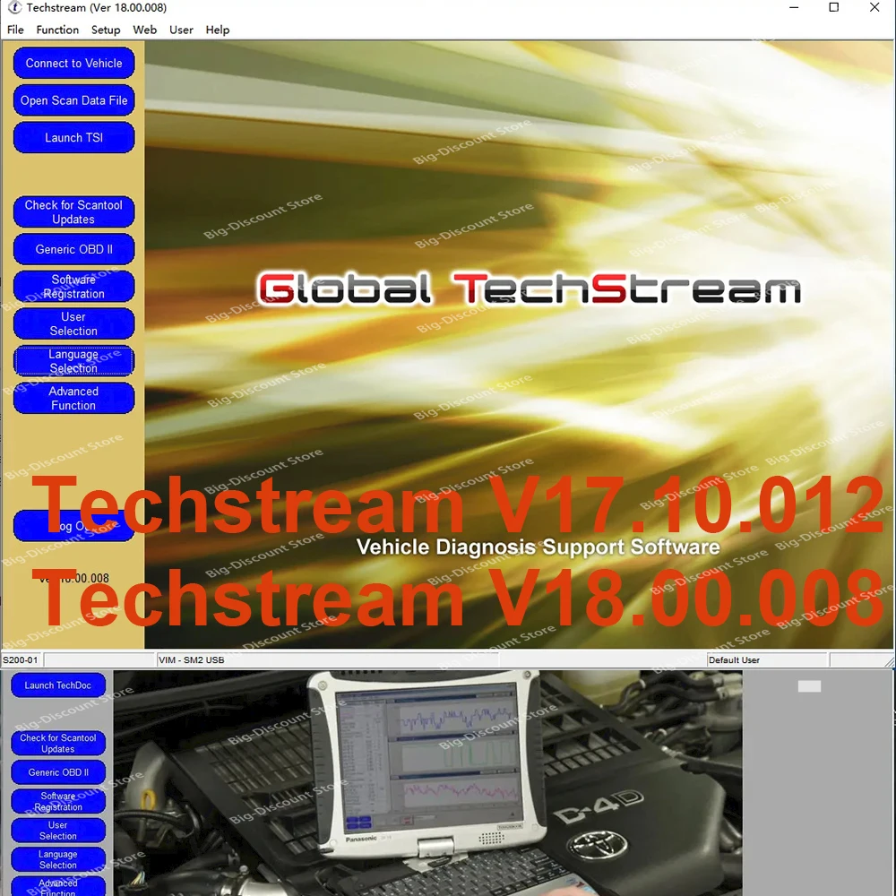 2024 для Toyota Techstream V1800008 сканирующее программное обеспечение ECM ECU mini vci перепрограммируемая Диагностика программирования