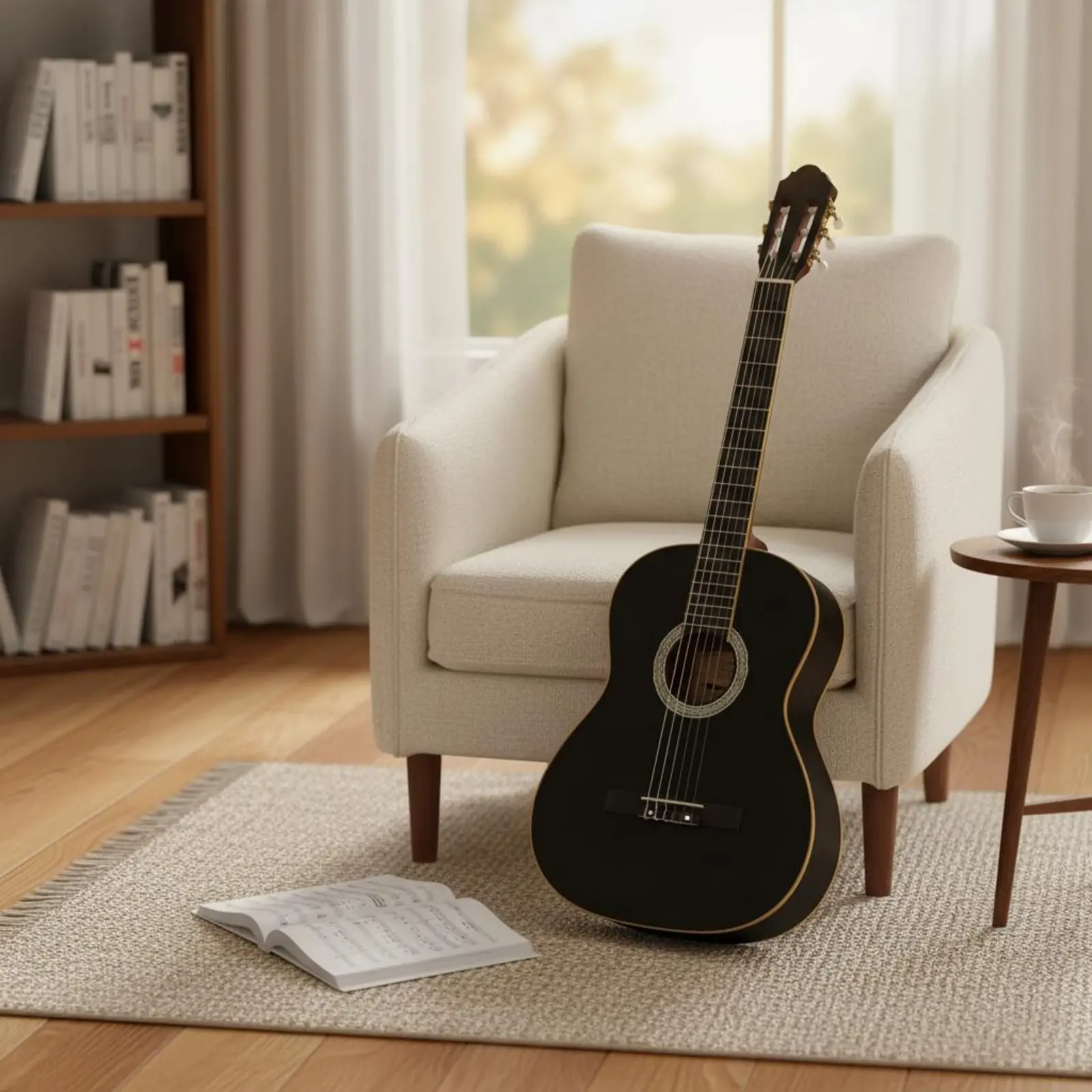

39 Inch Classical Guitar Full Starter Kit Round Corner Classical Guitar Musical Instrument Portable Lightweight for Classroom