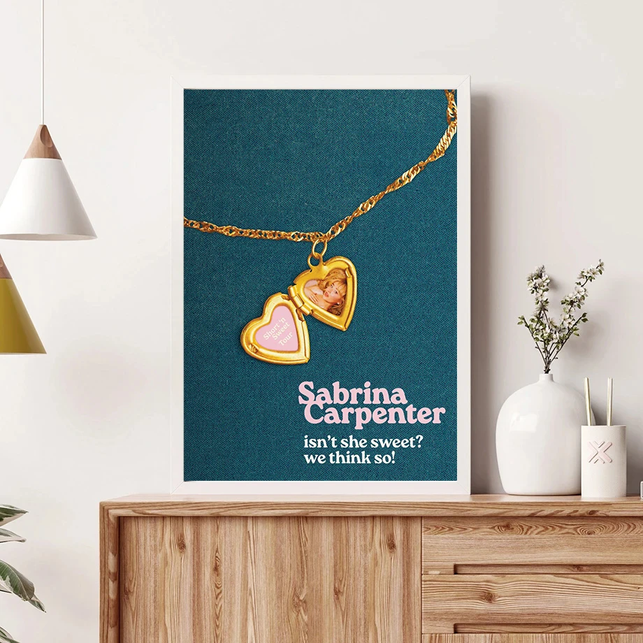 سابرينا نجار اسبريسو قصيرة N كلمات الموسيقى الحلوة مستوحاة الجمالية المشارك حائط لوح رسم صورة فنية ديكور المنزل هدية