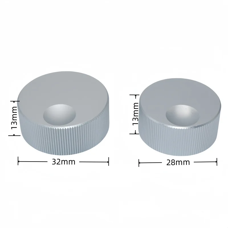 Picture 6: 1pc 32/28X13mm Aluminum Alloy Sandblasting Knob Potentiometer Sound Tank Electrical Stove Switch Caps Inner Hole 6mm Screw Type