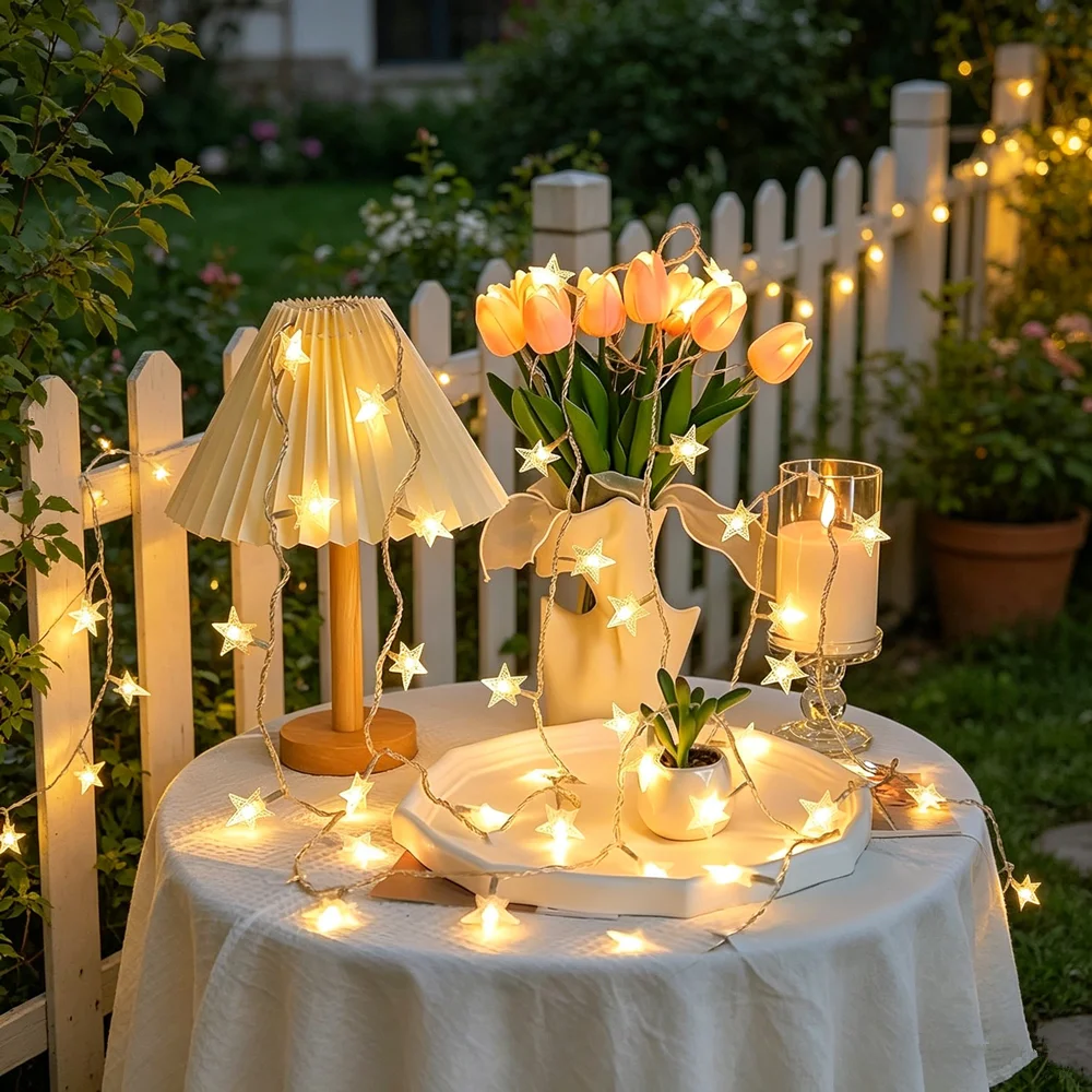 

Garland Lamp LED Twinkle Star String Lights Outdoor Fairy Light String Wedding Party 2026 Festoon Battery Power Room Decoration