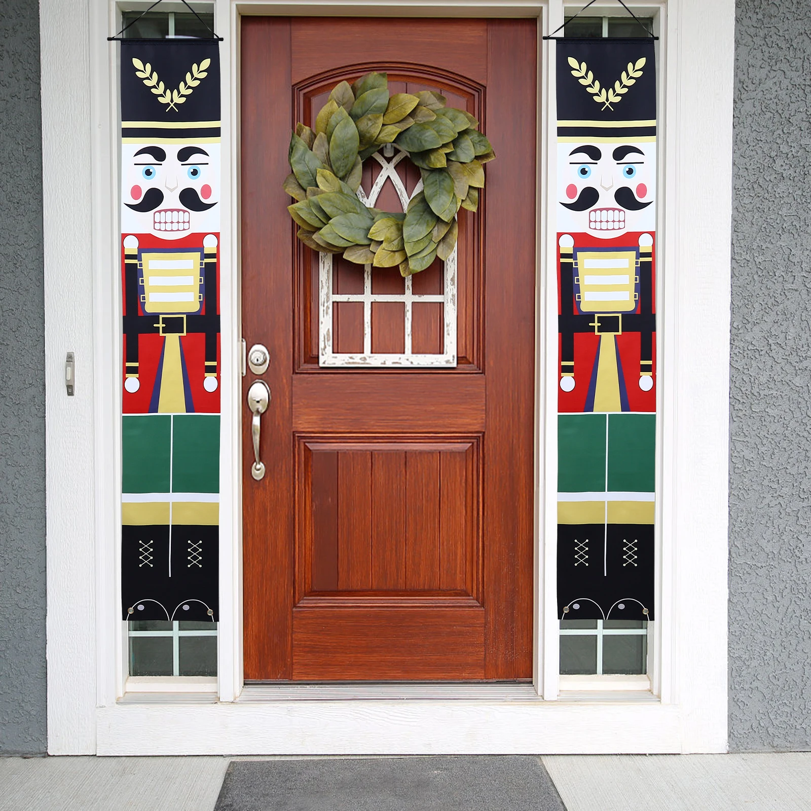 

1Pair Christmas Door Curtain Walnut Soldier Themed Banner Hanging Decoration for Room Wall Garden Festival Couplets Xmas Decor