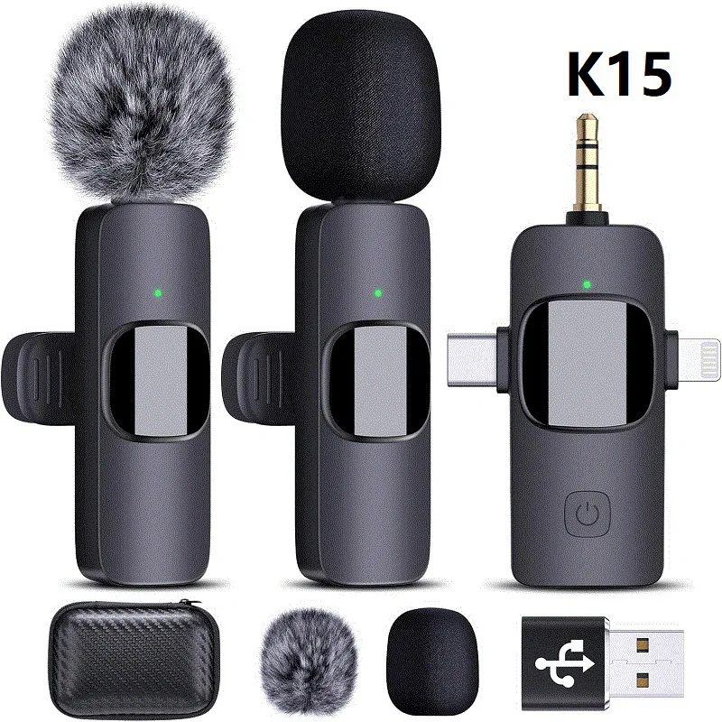 

Microphones for iPhone, Android, iPad - Mini Wireless Clip-on Microphones Crystal Clear Sound Quality for Recording, Live Strea