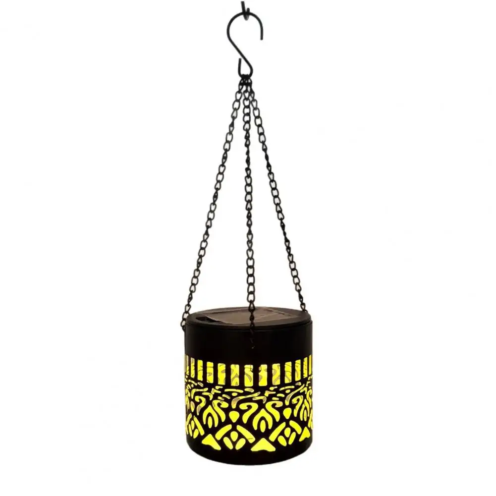 Solar Table Lamp Iron Hollow Pattern Outdoor Solar Light Energy Saving Hanging Lantern for Yard Balcony Camping