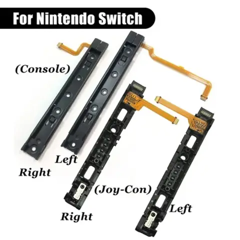 Nintendo Switch 용 1 쌍 스위치 조이 콘 용 플렉스 케이블 고정 부품이있는 왼쪽 및 오른쪽 슬라이더 레일 교체