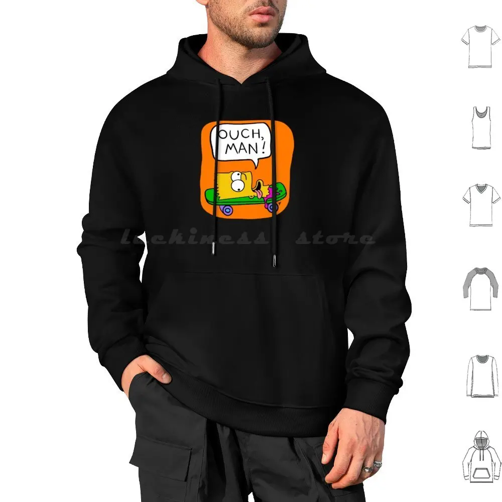 Ouch Man-Background Hoodie cotton Long Sleeve Bart Homer The Thoh Tree House Of Horror Horror Cartoons Retro Halloween