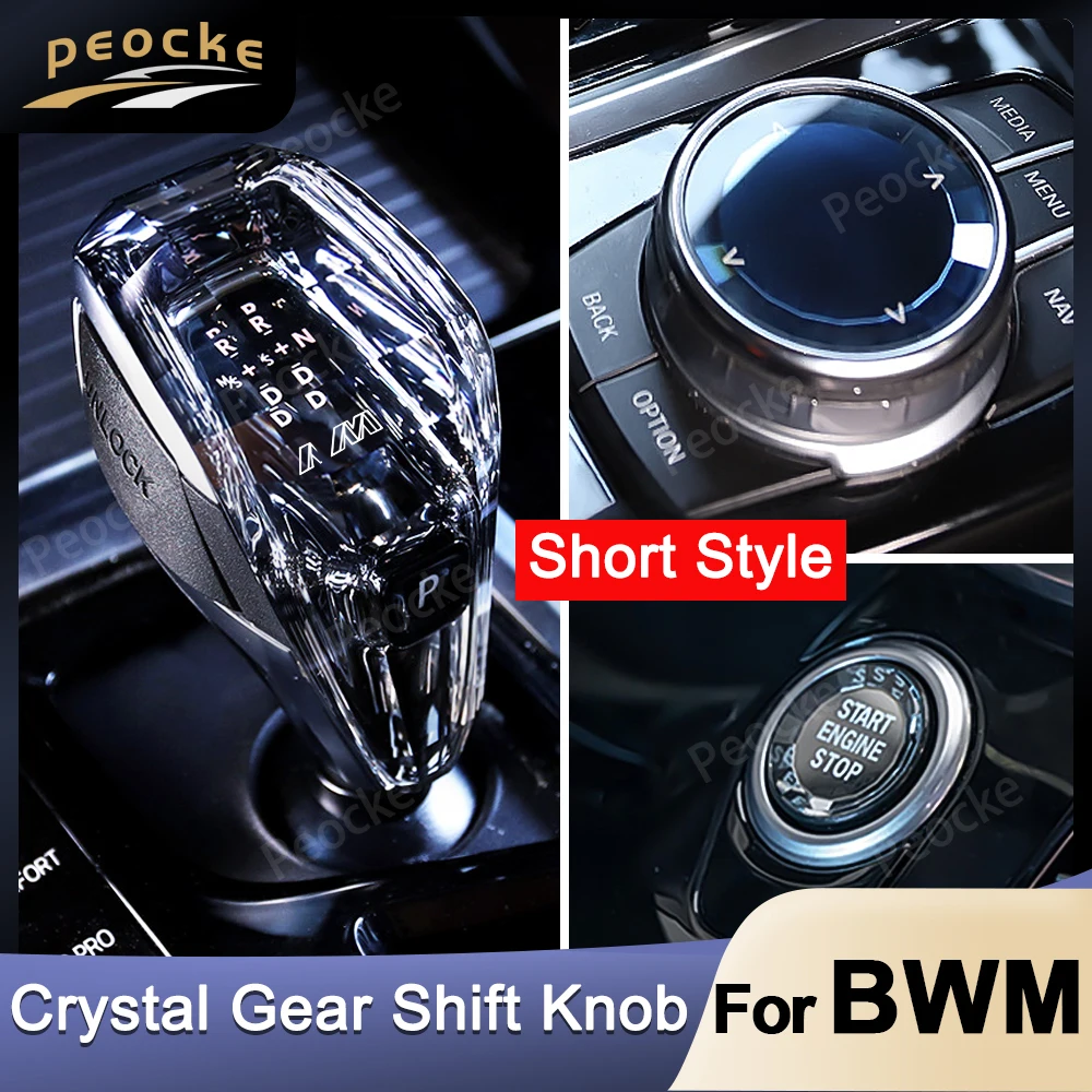 

Crystal Gear Shift Knob Short Rod 3 Piece Set For BMW iX3 G08 X4 G02 G30 Gear Lever Handle Kit X3 G01 G31 G32 G12 Gearbox Handle