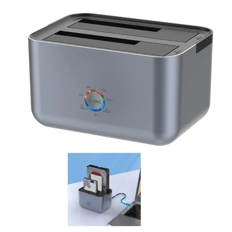 

USB3.0 Type C Double Slot Hard Drive Dock Support 2.5inch/3.5InchSATA HDDs SSDs For Easy Backups And Expansion
