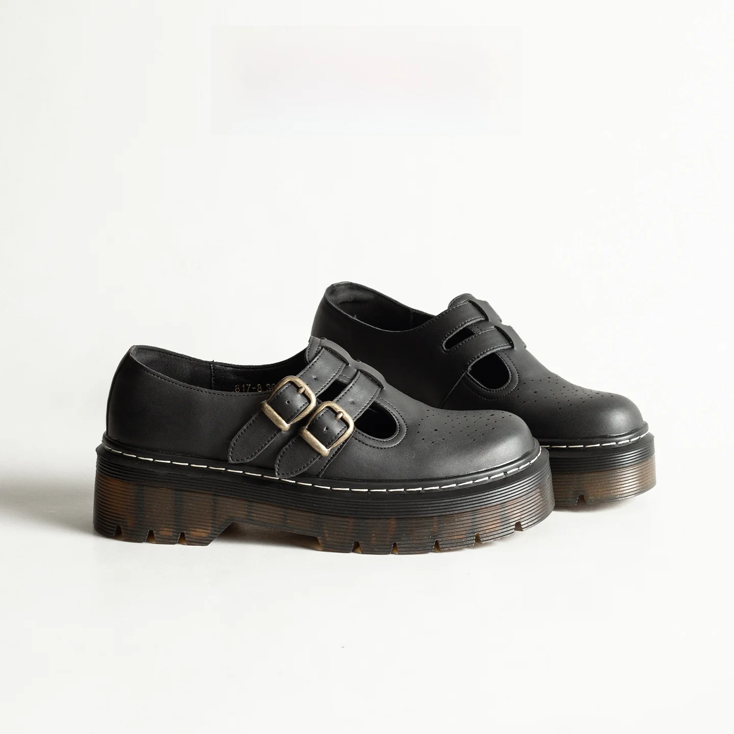 

Genuine Leather Thick Bottom Retro Loafers Women's Belt Buckle British Style JK Mary Janes Small Leather Shoes Fashionable Ca...