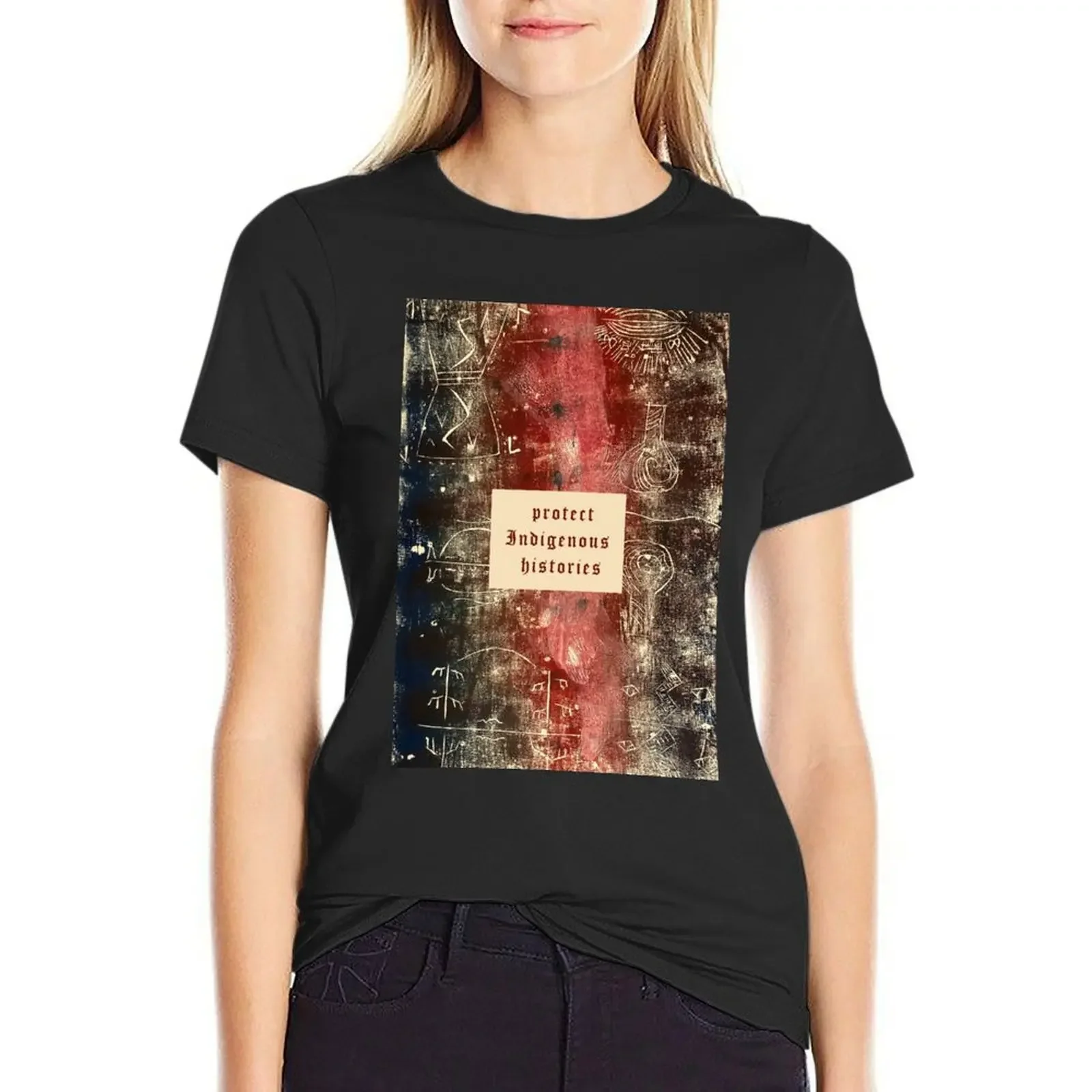 

PROTECT INDIGENOUS HISTORIES T-Shirt sweat anime plus sizes Short sleeve tee Women's summer blouses 2025