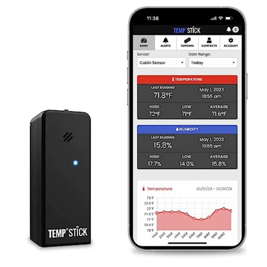 WiFi Temperature Humidity Sensor for Home Monitoring, ABS Plastic, White, No Subscription Required with 24/7 Logging and Unlimi