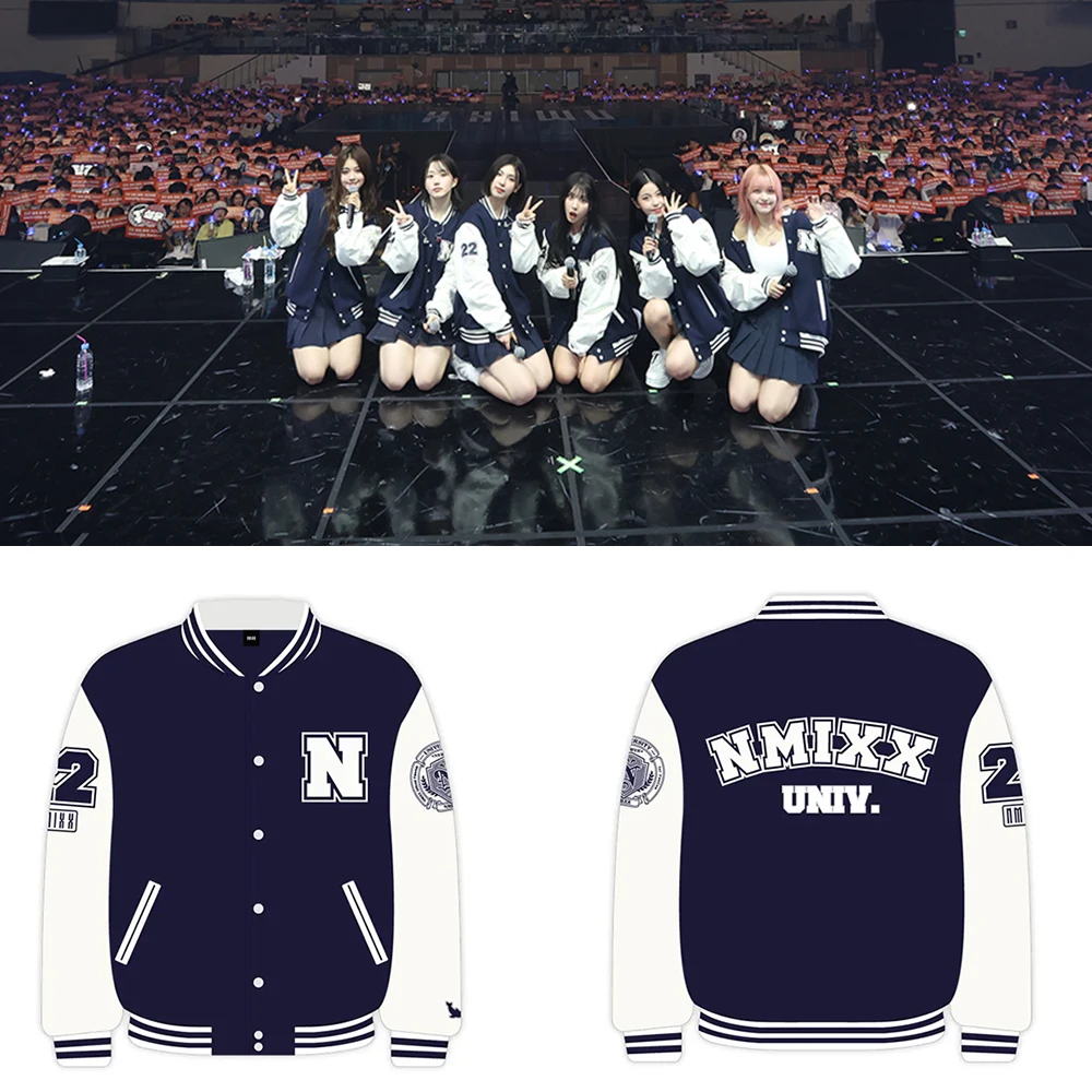 KPOP Style NMIXX Varsity Jacket MIXX University Merch Women Men Fashion Casual Sweatshirts Streetwear clothing