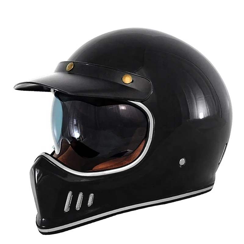 Kask motocyklowy integralny męski damski vintage na motocykl uliczny z homologacją DOT, kask na skuter, ciepłe akcesoria do skuterów śnieżnych