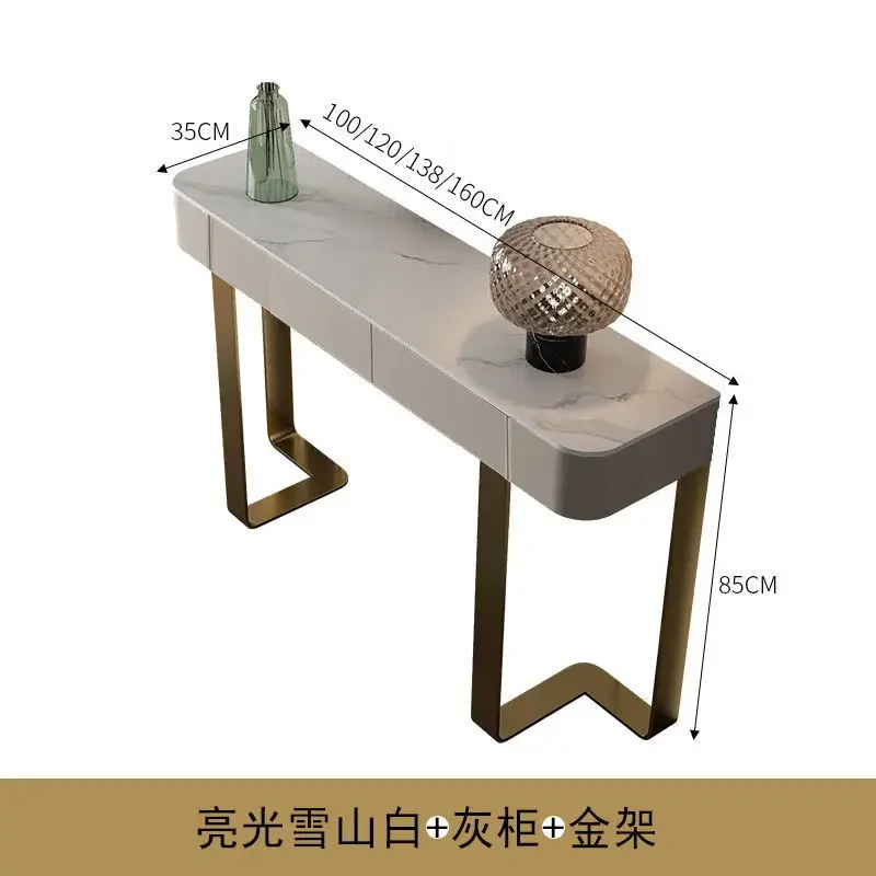 Entrance table End view table Rock slab Internet celebrity Italian entry cabinet Simple modern light luxury semi-round living