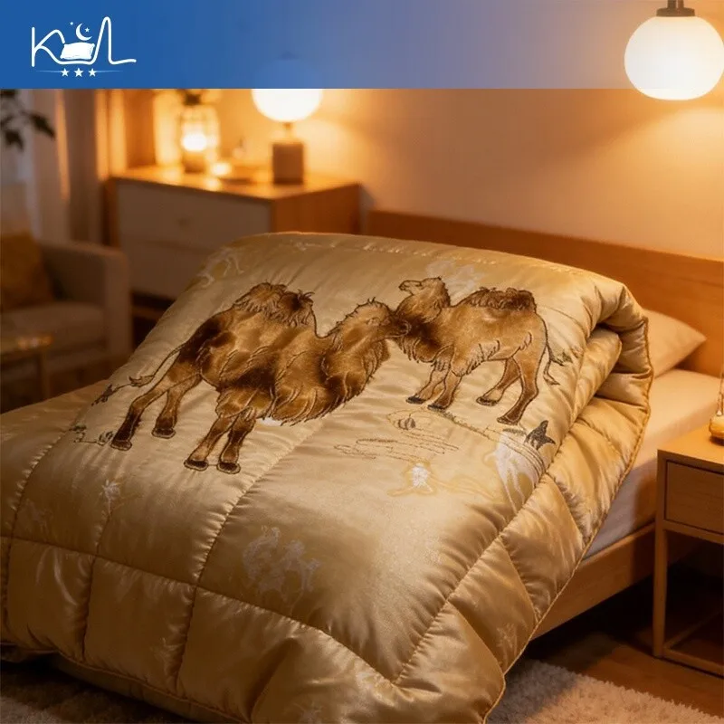 Embroidered Camel Print Quilt Camel Wool Duvet A Grade  Comforter for Four Season