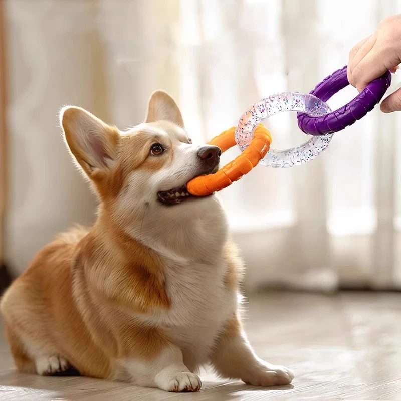 

3 Ring Dog Chew Toy TPR Teeth Cleaning Pet Toys For Small Medium Large Dogs Interactive Bite Resistant Tug Dog Toy Pet Supplies