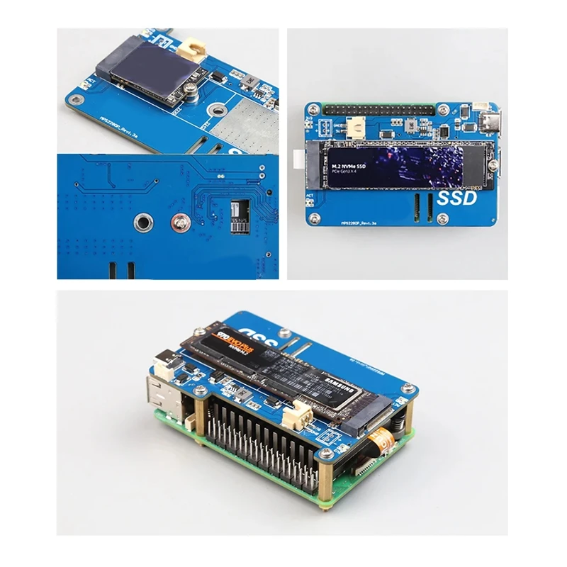 MPS2280P PCIE M.2 NVME SSD HAT + Cable FPC para Raspberry Pi 5 compatible con placa de expansión 2280 2230 2242 Gen 3