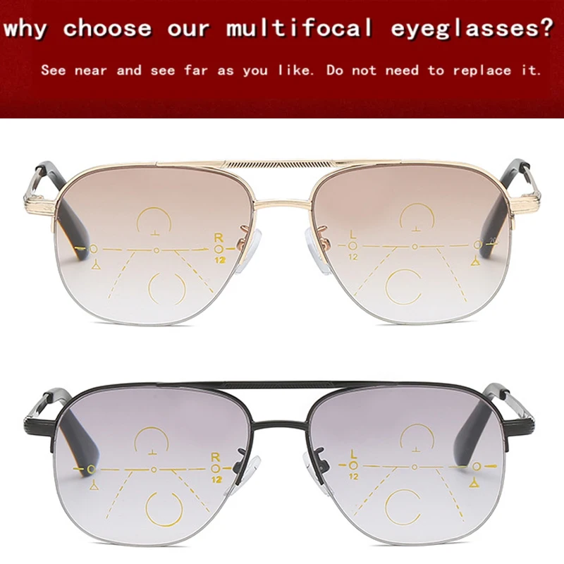 2025 Outdoor Sun Progressive Lesebrille Männer Frauen Angeln Hyperopie Presbyopie Multifokale Leser Brillen 1,0-4.