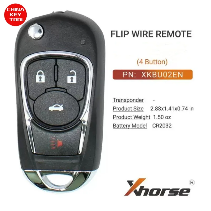 1PCS Xhorse Flip Wire Remote Key 4 Buttons XKBU02EN