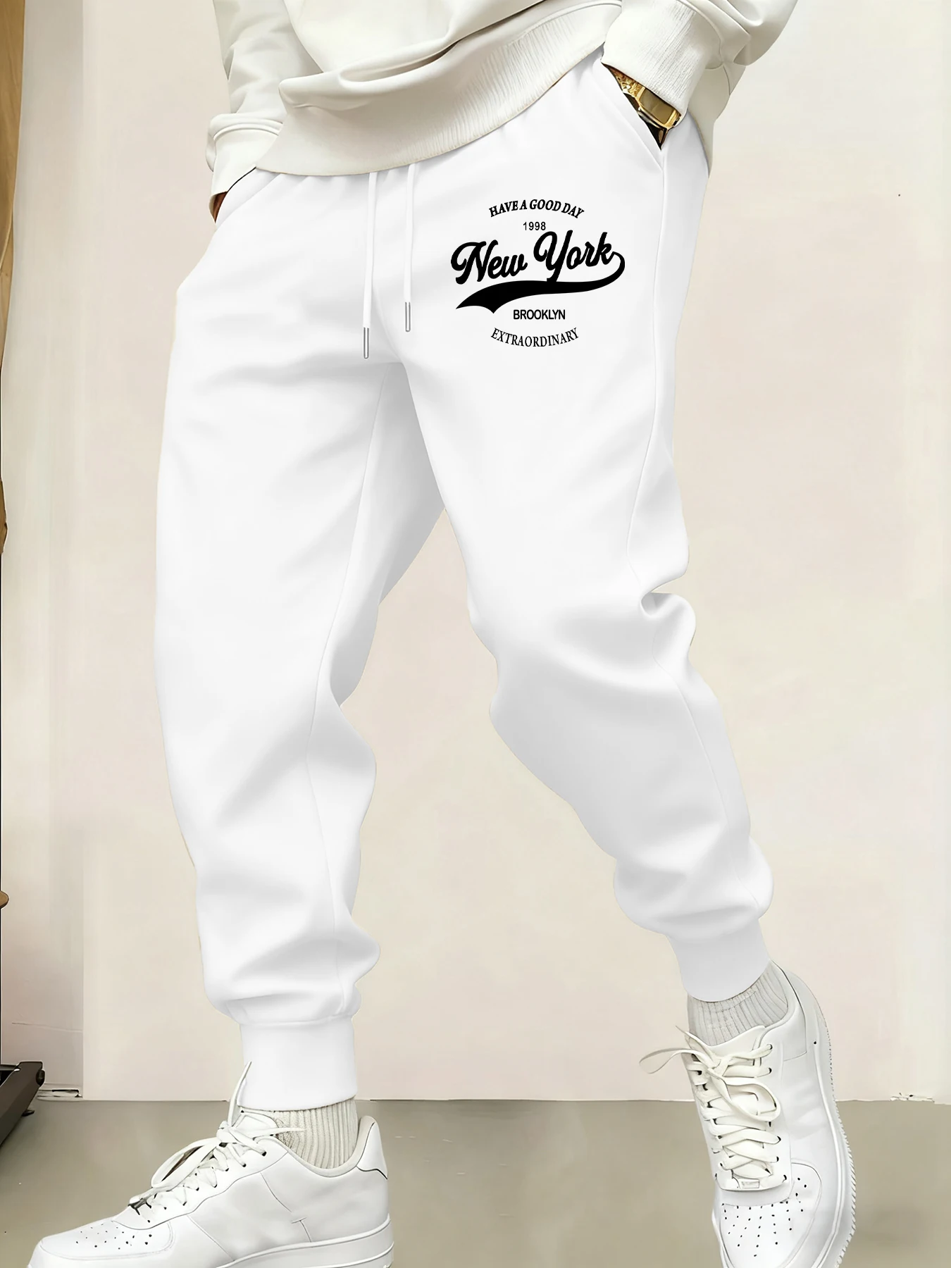 

Мужские спортивные штаны с принтом New York Brooklyn, спортивные брюки, мягкие брюки с эластичной резинкой на талии, осенние брюки на шнурке, модная спортивная одежда