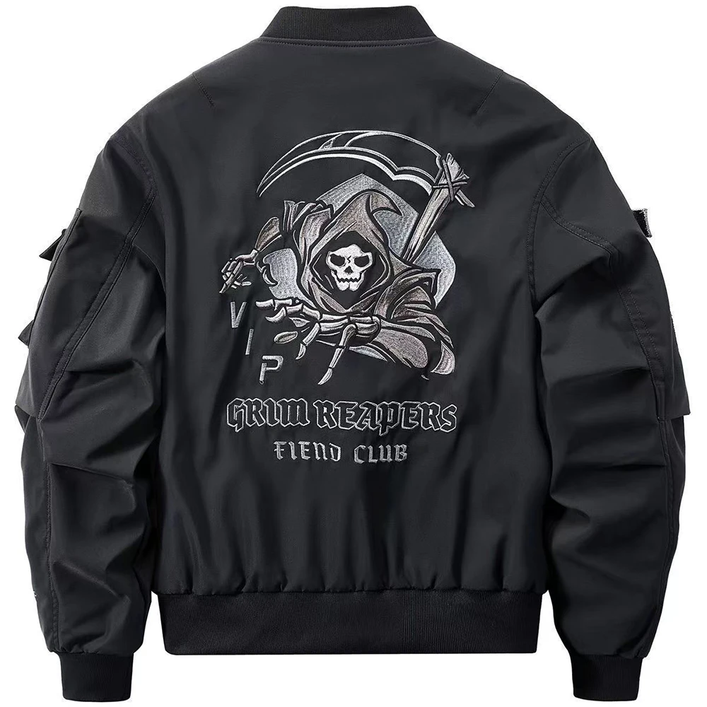 Gothic Style Japanese Harajuku Darkwear Male Urban Streetwear Skull Y2k Black Techwear Coat Motorcycle Bomber Jacket For Men