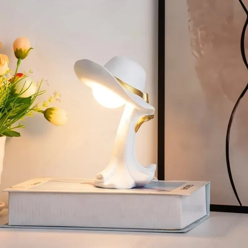 New LED High-end Straw Hat Bedroom Bedside Lamp USB Night Light Living Room Study Atmosphere Decoration Lighting Fixture - view 5