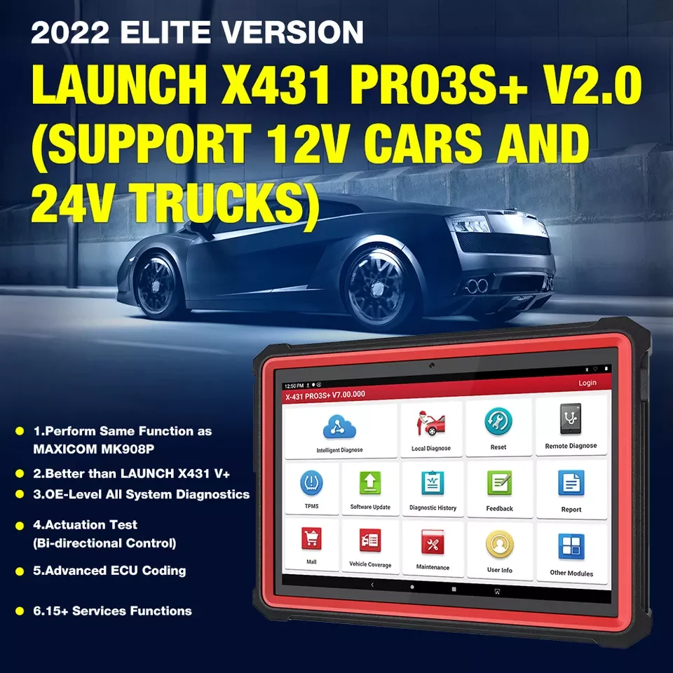 Professional Lach 2 in 1 Obd2 Scanner Obd2 12v to 24v Lach Diagnostic Tool X431 Pro3s+hd3 for Cars and Trucks