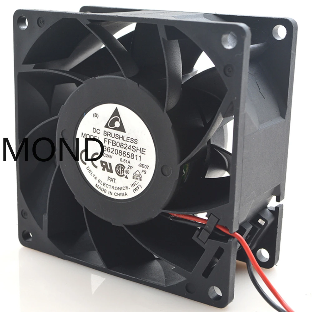 Delta FBB0824SHE 24V 0.51A 8038 8CM High Air Volume Dual Ball Variable Frequency Fan