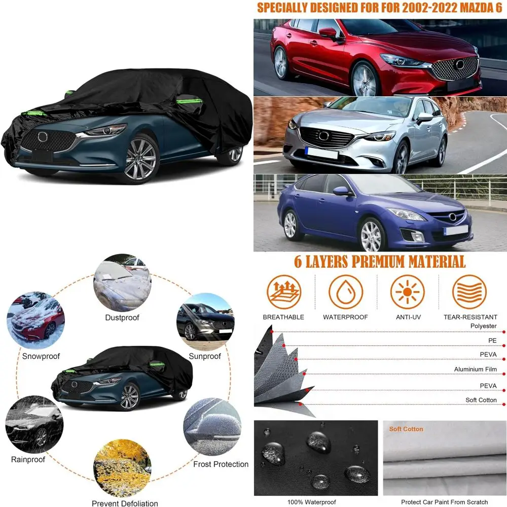 

Всепогодный автомобильный чехол на заказ для Mazda 2002-2024 годов 6, 6-слойная защита с дверцей-молнией и водонепроницаемым индивидуальным чехлом