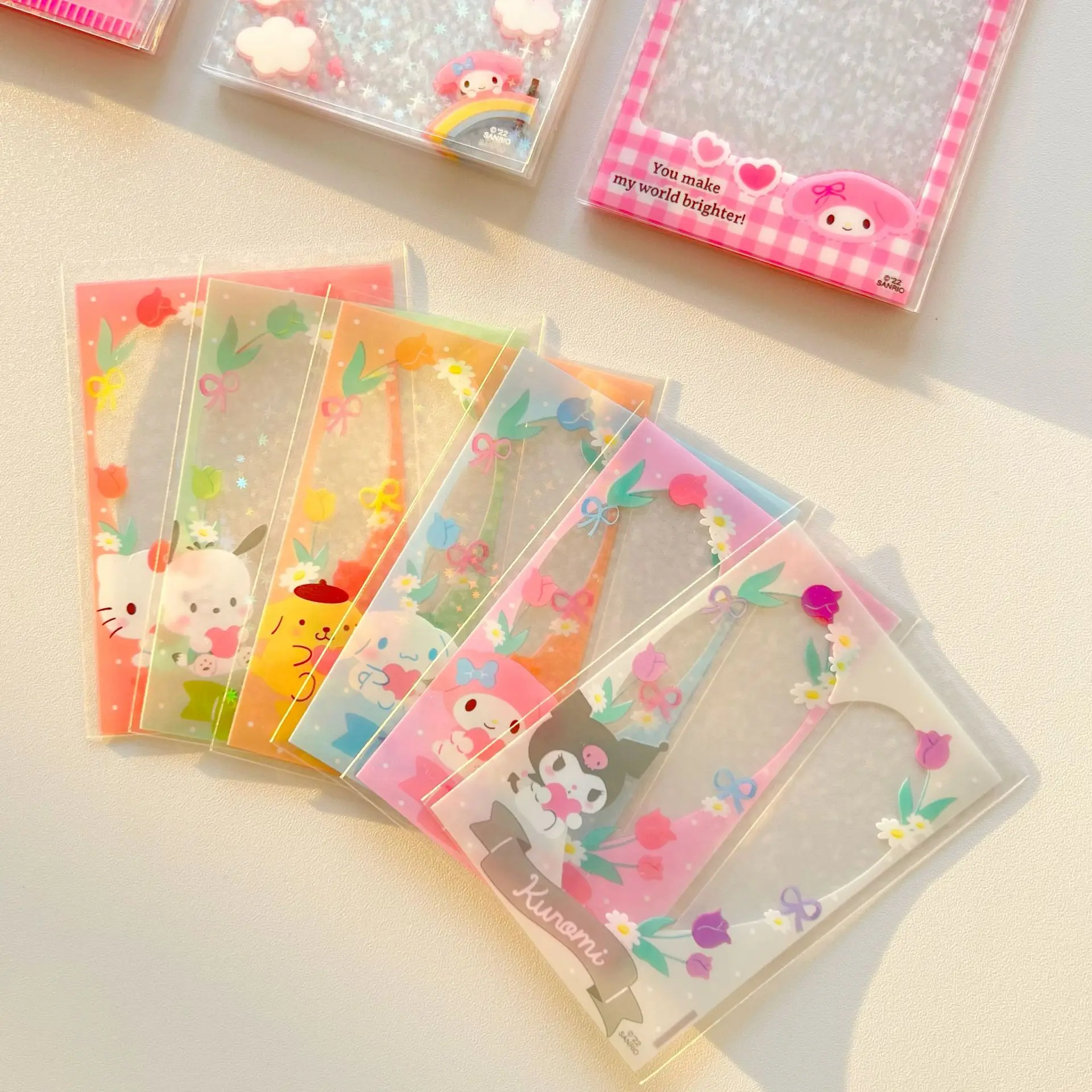 New Cute Cartoon Sticker Film Cover Flat Idol Card Photo Small Card Decoration Thickened Laser Protective Film Stickers