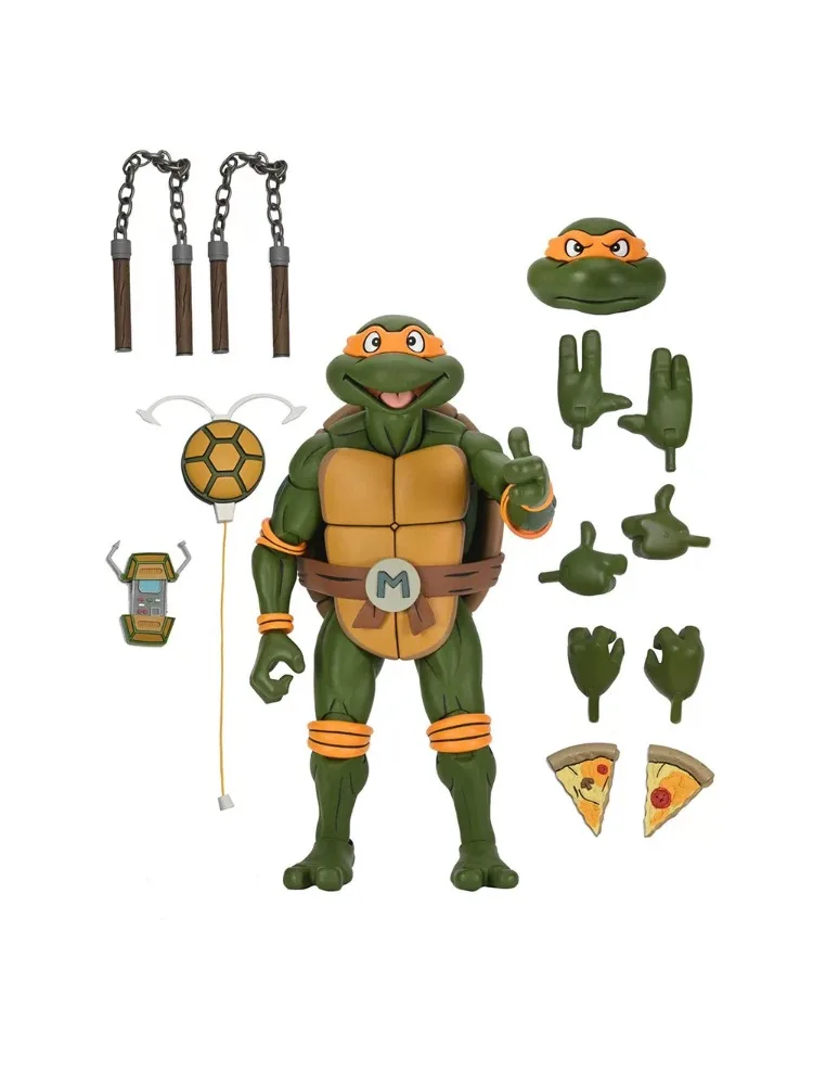 NECA Original Teenage Mutant Ninja Turtles 1/4 Maßstab Michelangelo 18 Zoll Cartoon-Version Actionfigur Sammlermodell Spielzeug