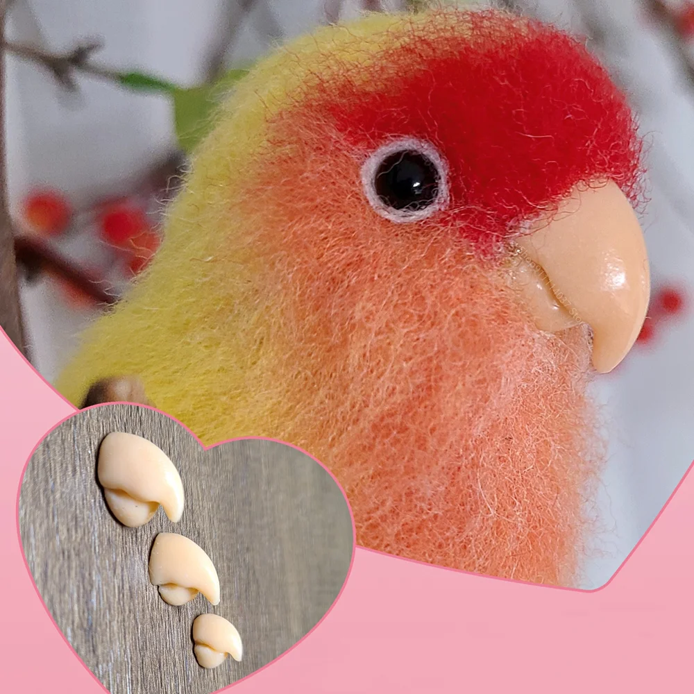 S/M/L Size Simulation Parrot Beak Bird Beak Accessories Wool Felt Parrot Beak Parts Artificial Parrot Beak DIY Poke Materials