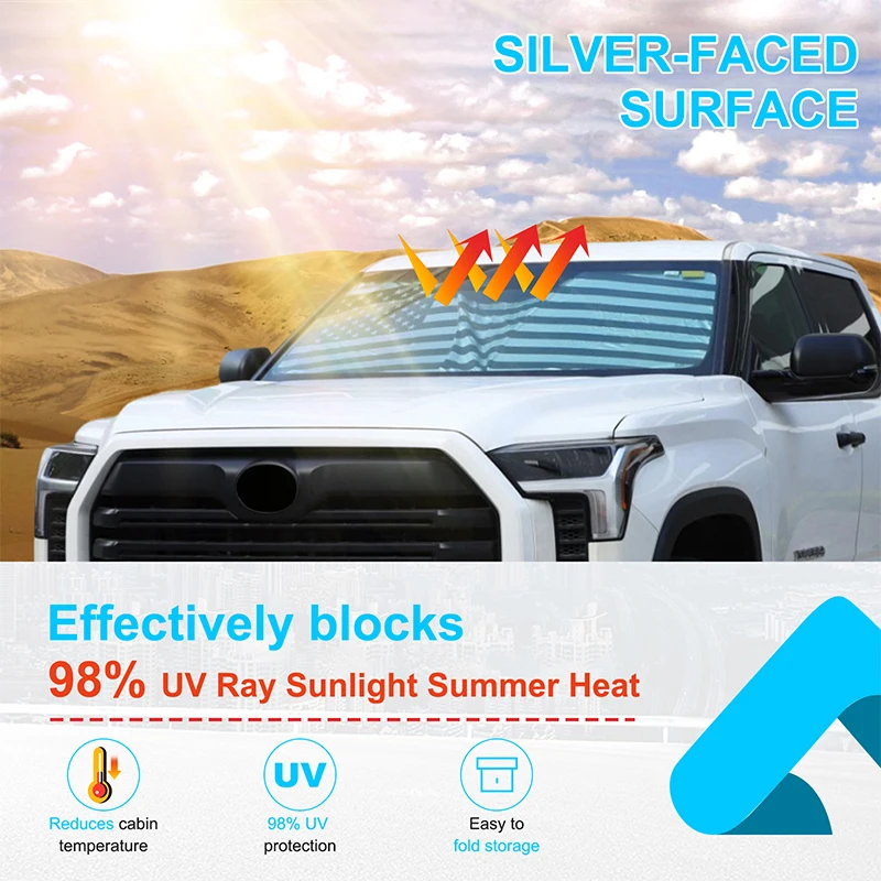 

For Toyota Tundra 2022+ Car Sun shade Front Window Shade Cover Visor Windshield Sunshade Storage and folding accessories