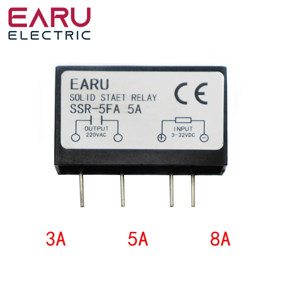 1Pcs PCB SSR-3FA  SSR-5FA  SSR-8FA SSR-D3803HK D3805HK D3808HK  Dedicated With Pins 3A 5A 8A DC-AC Solid State Relay