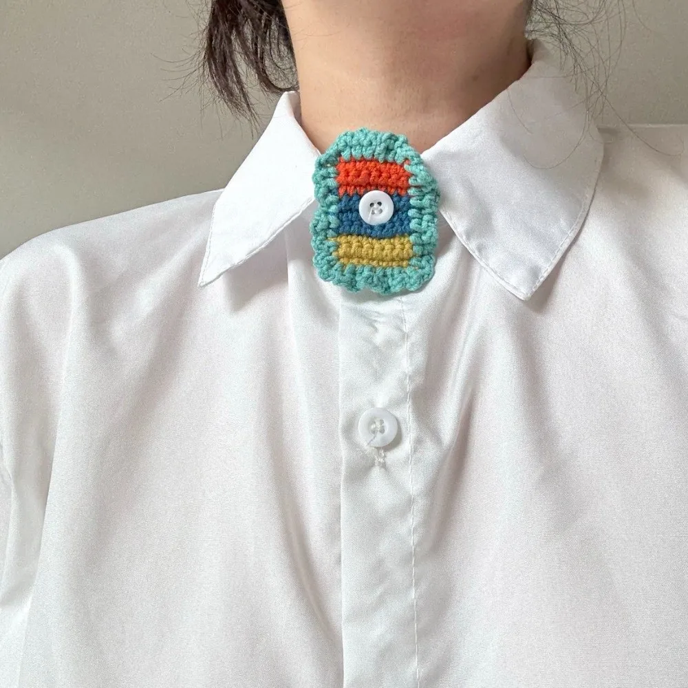 فريدة من نوعها نجم البحر طفولي زر الديكور زهرة شرابة محبوك وهمية Cravat لينة ملونة DIY قميص الملحقات للجنسين
