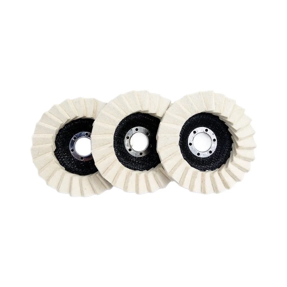 115mm Wool Felt Polishing Wheels 5PCS with Green White and Red/Brown Compounds for Multi Stage Polishing Applications