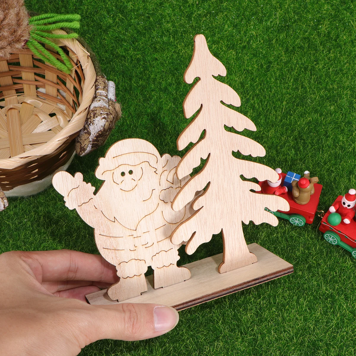 

Wooden Santa Claus Christmas Decorations Diy Craft Party Favors Holiday Home Tree Ornament Supplies Festive Gifts