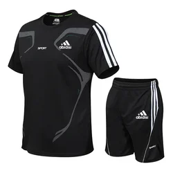 2024 New Men's Summer Short sleeved Top, Shorts, Sports Set, Fitness, Jogging, Sports Wear, Casual Fashion, Cycling Wear